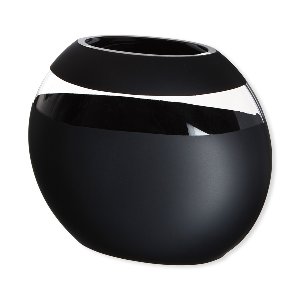 Grand Vase Design en Verre Satiné Noir Soufflé Bouche Bruno Evrard