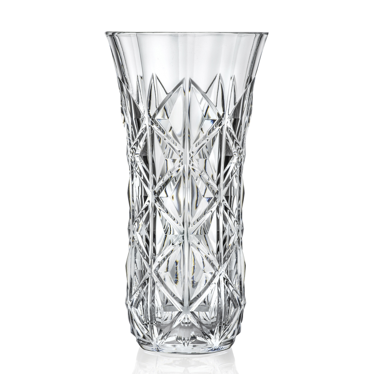 Vase haut en verre transparent 30cm Vase Taillé Bruno Evrard