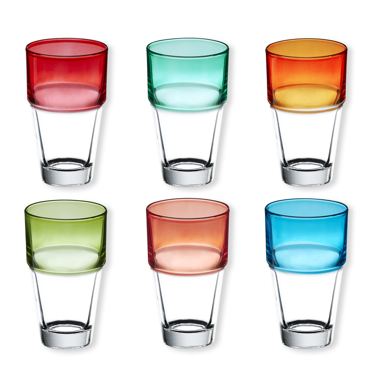 Gobelets Empilables en Verre Coloré Design - 38CL - Bruno Evrard