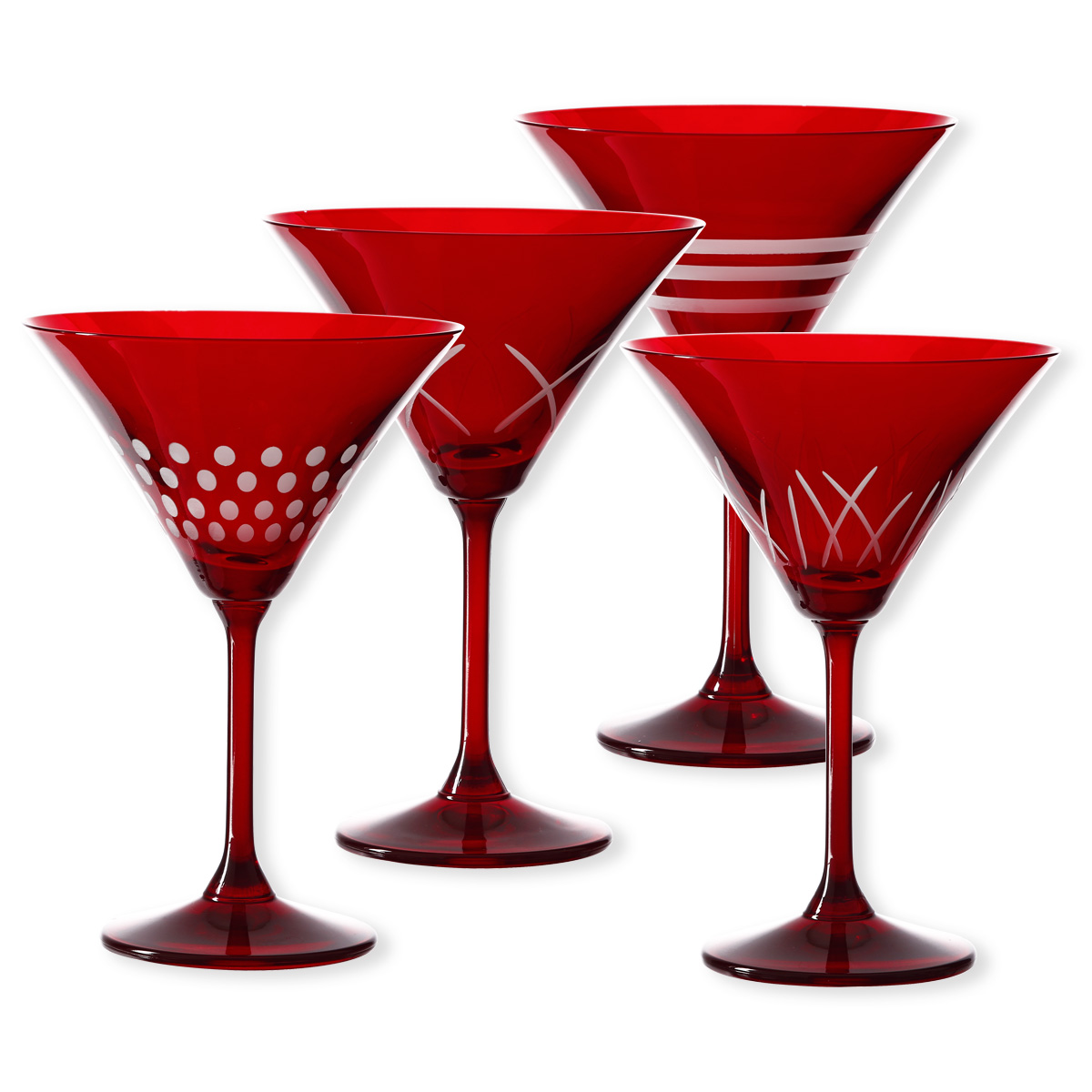 Lot de 4 Verres à cocktail de couleur rouge - Verrerie Design et Chic