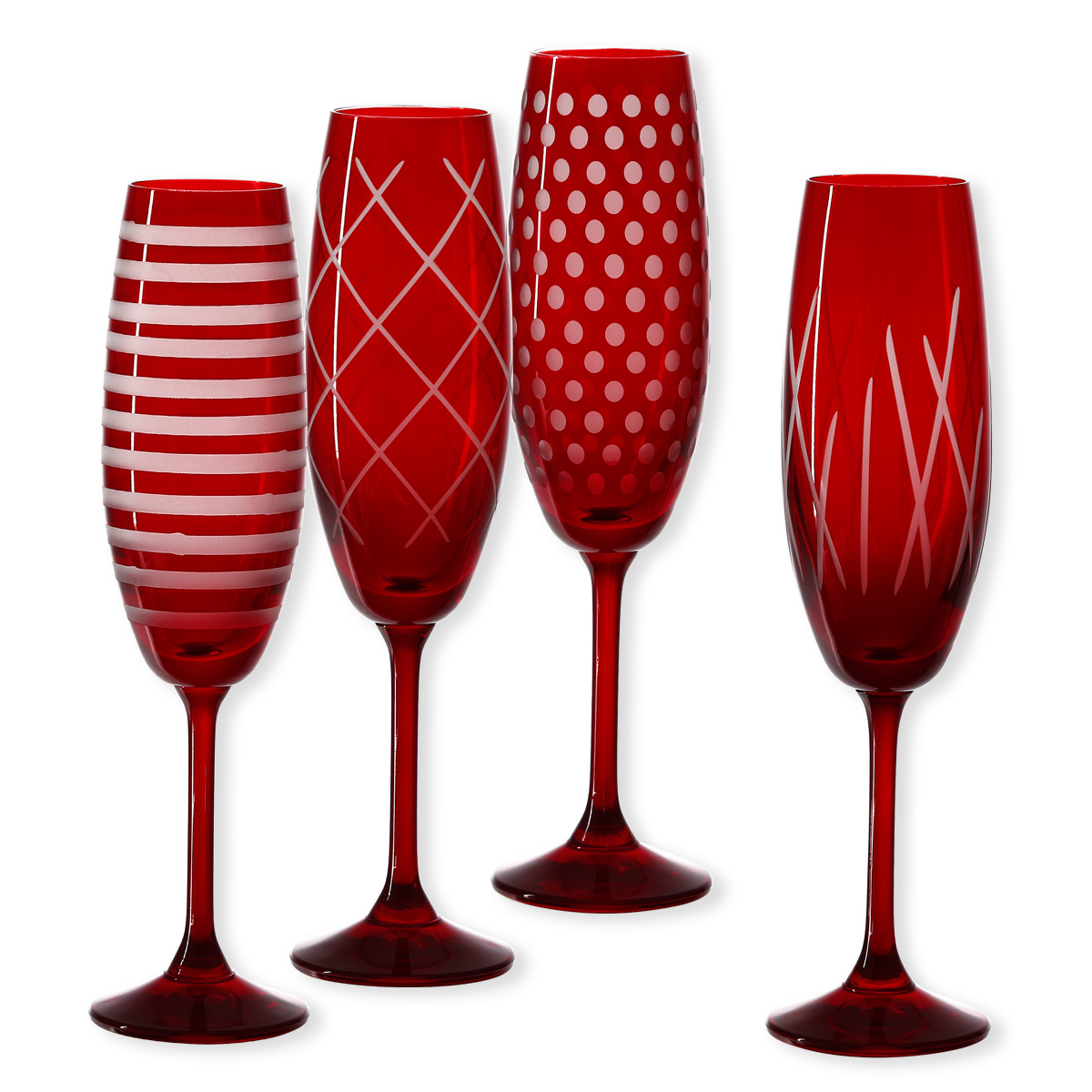 Flûtes à Champagne en Verre Rouge Verrerie Design Bruno Evrard