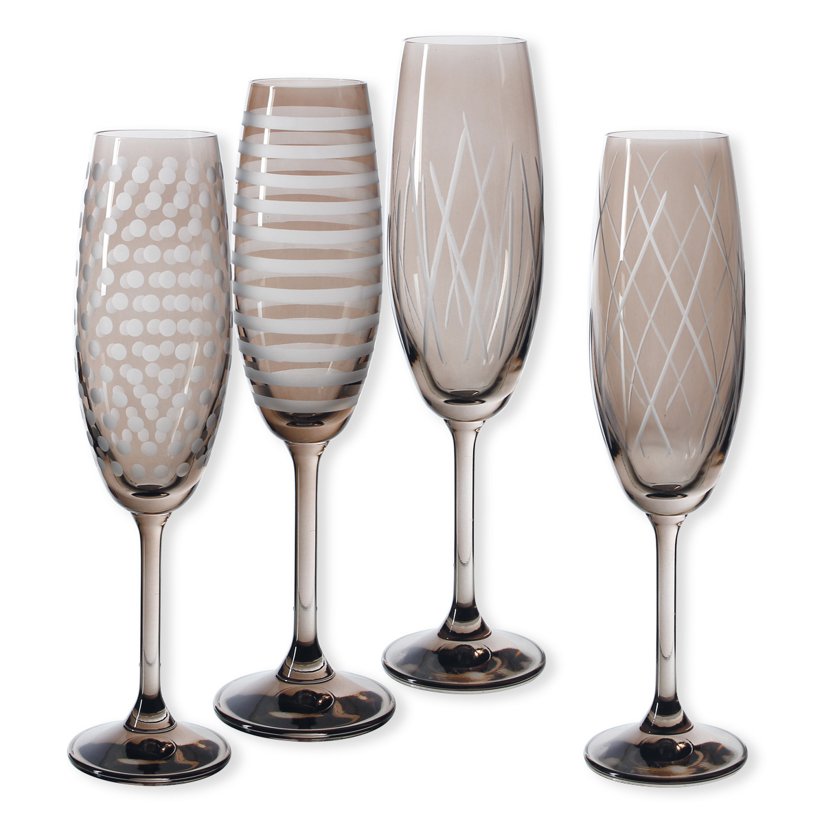 Lot de 4 Flûtes à Champagne en Verre Verrerie Design Bruno Evrard