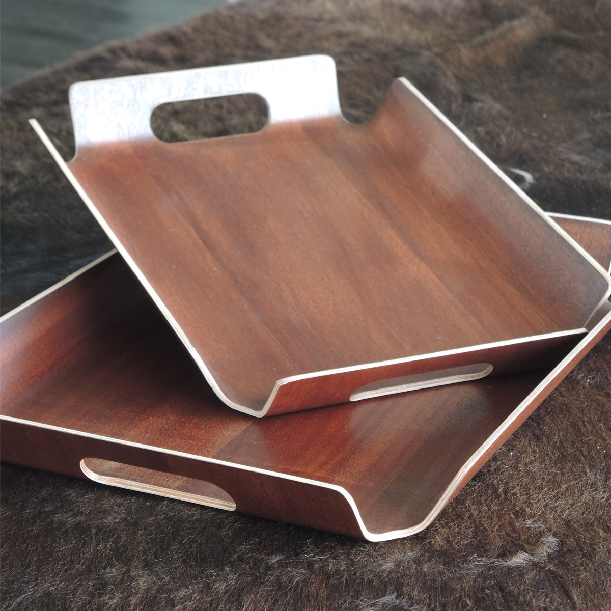 Plateau bois design Plateau de service rectangulaire Bruno Evrard