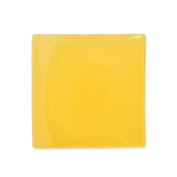 Assiette à dessert jaune en céramique 21x21cm