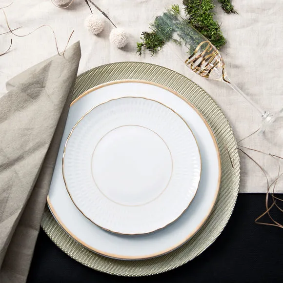 Assiette plate filet or 'Elegance' dore en porcelaine - L'Incroyable