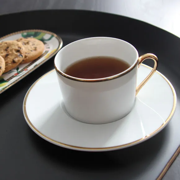Lot De 2 Tasses à Chocolat/Thé Motif Floral Avec Filet Doré - Occasion - Décor Rétro