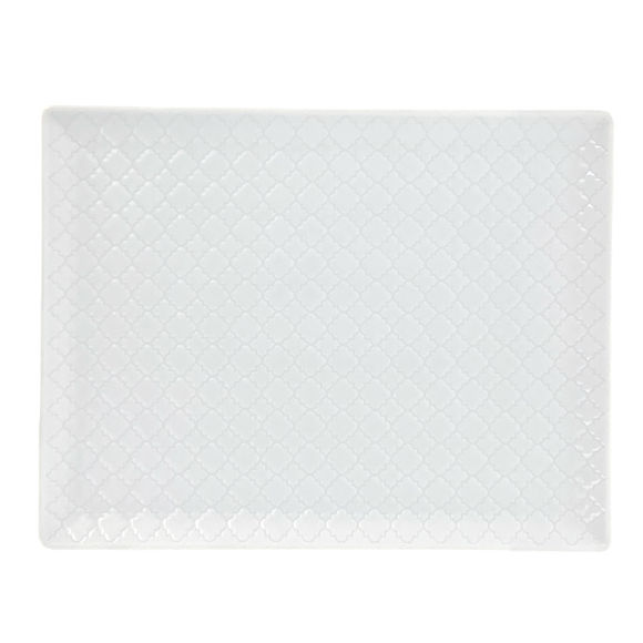 Plat rectangulaire blanc en porcelaine 31x24cm