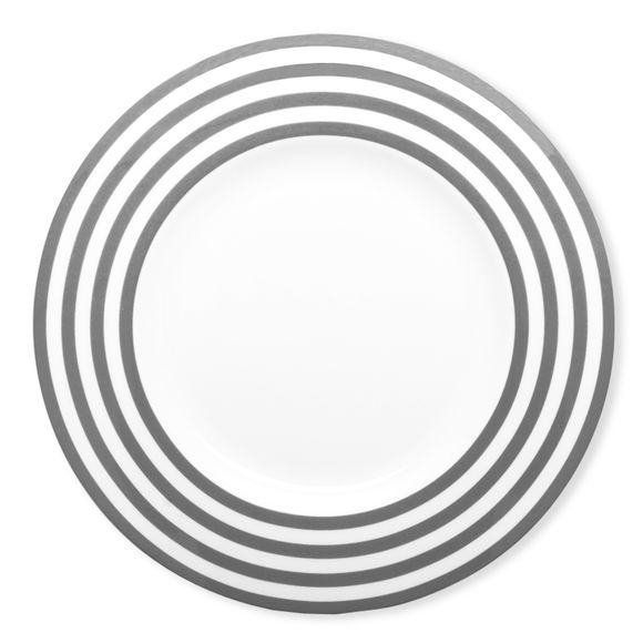 Assiette plate à rayures gris en porcelaine 29cm