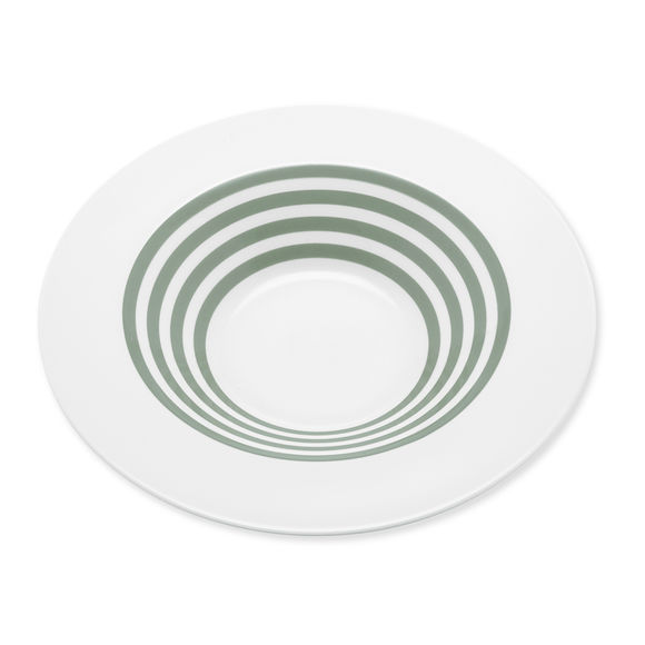 Assiette creuse à rayures vert sauge en porcelaine 24cm