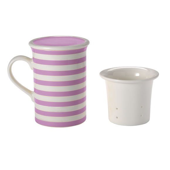 Tisanière rayures violet en porcelaine 25cl