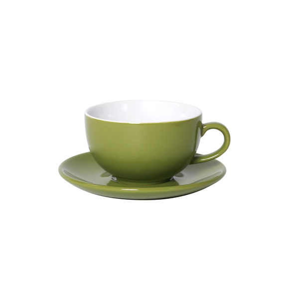 Tasse à déjeuner vert en porcelaine 32cl - Lot de 6