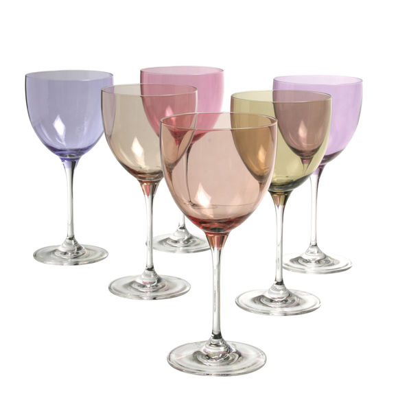 Boite de 6 verres à vin couleurs assortis 35cl