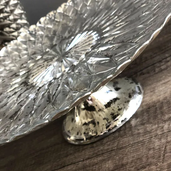 Plat en verre argenté 33,5cm, Collection Lutecia