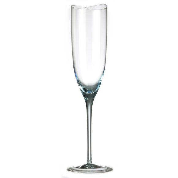 Flûte à champagne turquoise en verre soufflé bouche 20cl