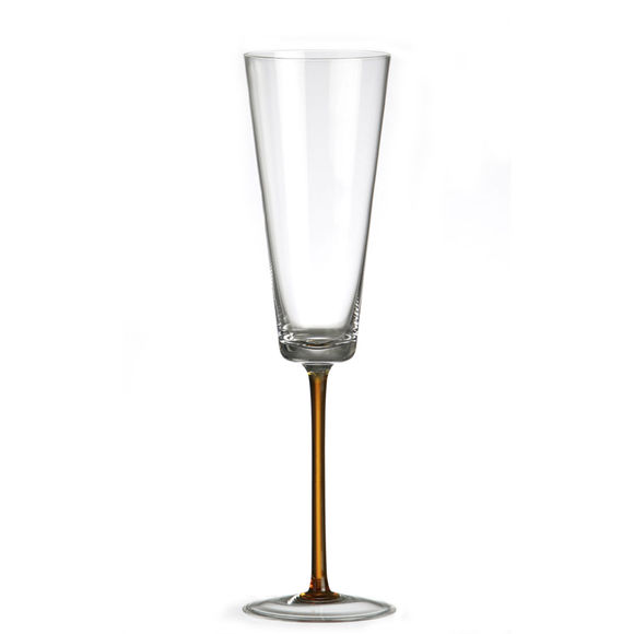 Flûte à champagne ambre en verre soufflé bouche 19cl