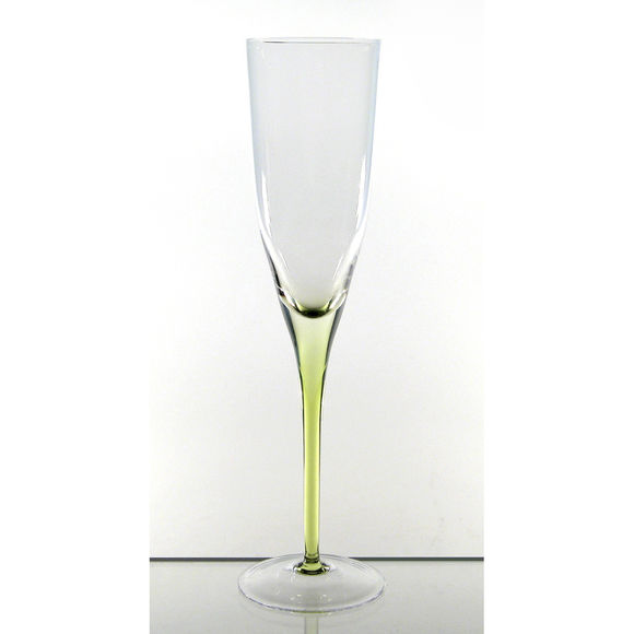 Flûte à champagne verte en verre soufflé bouche 20cl