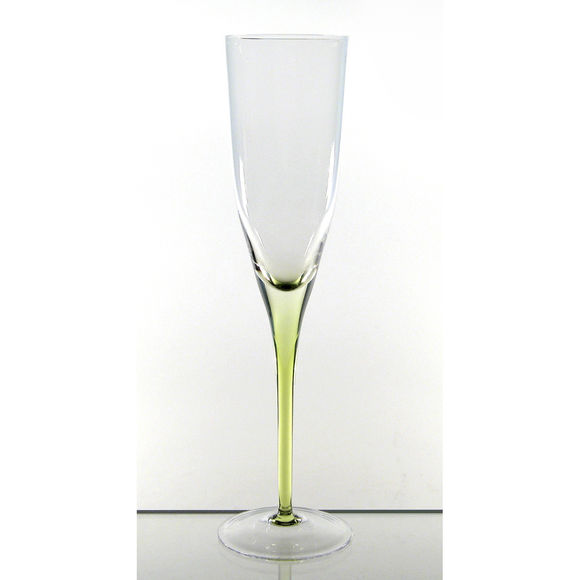 Flûte à champagne verte en verre soufflé bouche 20cl