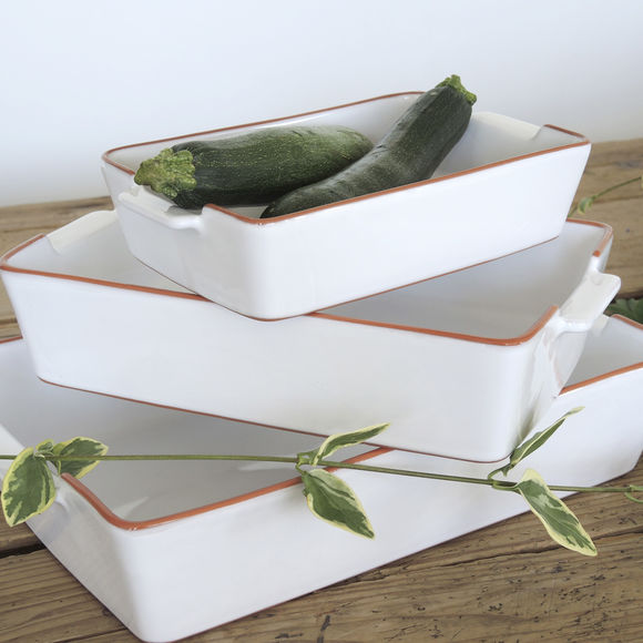 Plat rectangulaire en terre cuite (blanc)