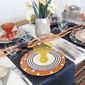 Assiette creuse à pois orange en porcelaine 24cm