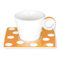 Tasse à café orange à pois en porcelaine 12cl