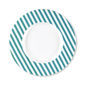 Assiette dessert à rayures turquoise en porcelaine 23cm