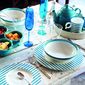 Assiette creuse filet turquoise en porcelaine 20cm