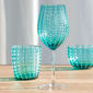 Verre à vin en verre soufflé bouche bleu turquoise 40cl
