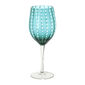 Verre à vin en verre soufflé bouche bleu turquoise 40cl
