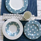 Assiette creuse à pois bleu jean en porcelaine 24cm