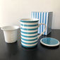 Tisanière rayures turquoise en porcelaine 25cl