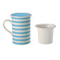 Tisanière rayures turquoise en porcelaine 25cl