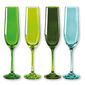 Flûtes à champagne en verre vert 19cl - Lot de 4