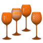 Verres à vin taillés couleur orange 35cl - Lot de 4