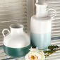 Vase en céramique blanc et bleu 34cm