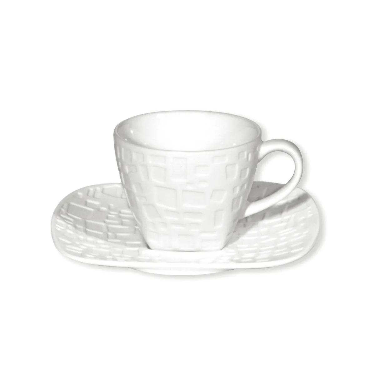 Matches21 Lot de 4 tasses à café en porcelaine Motif rayures noires et blanches 10 cm 250 ml