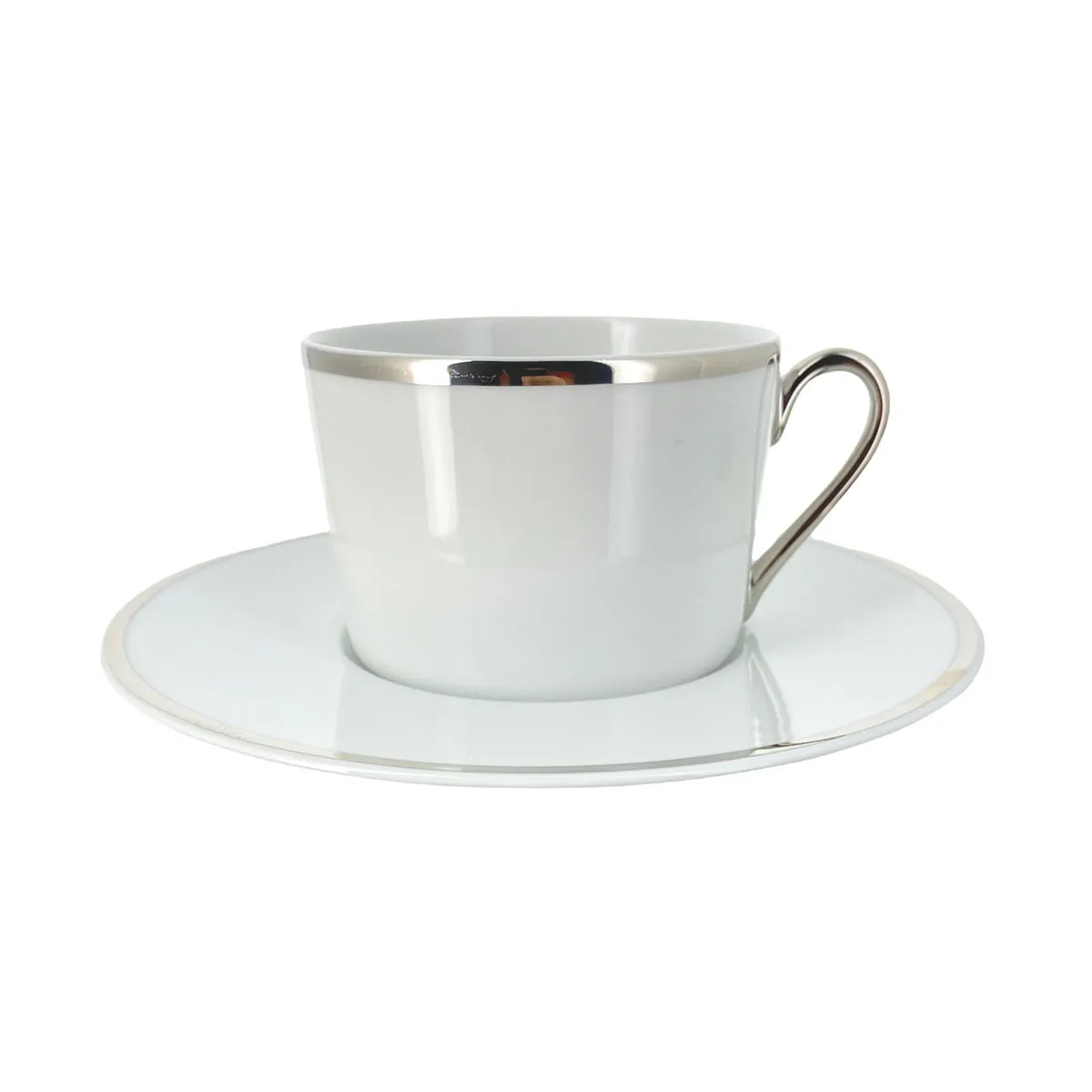 Tasse et sous-tasse RITZO filet platine porcelaine 22cl - Bruno Evrard