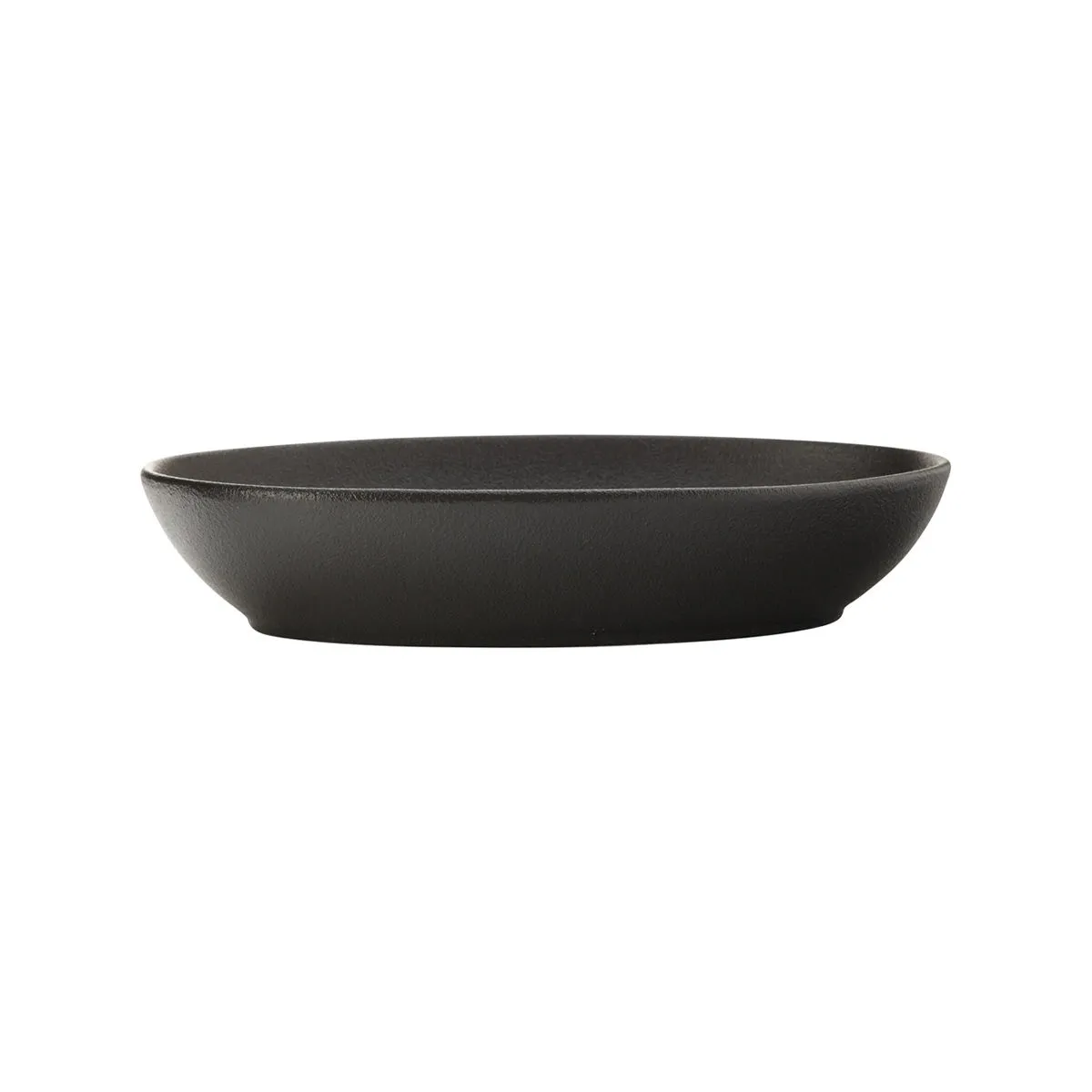 bruno evrard Plat ovale creux noir en porcelaine - CAVIAR 20x14cm