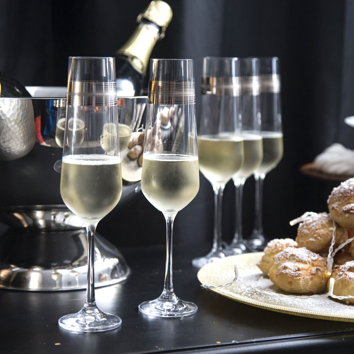 Flûte à Champagne Platine en Verre Verrerie Design Bruno Evrard