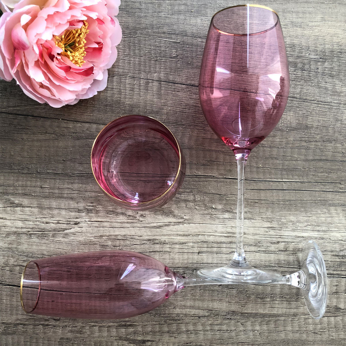 Flûte à champagne en verre rose 22cl IRIS Bruno Evrard