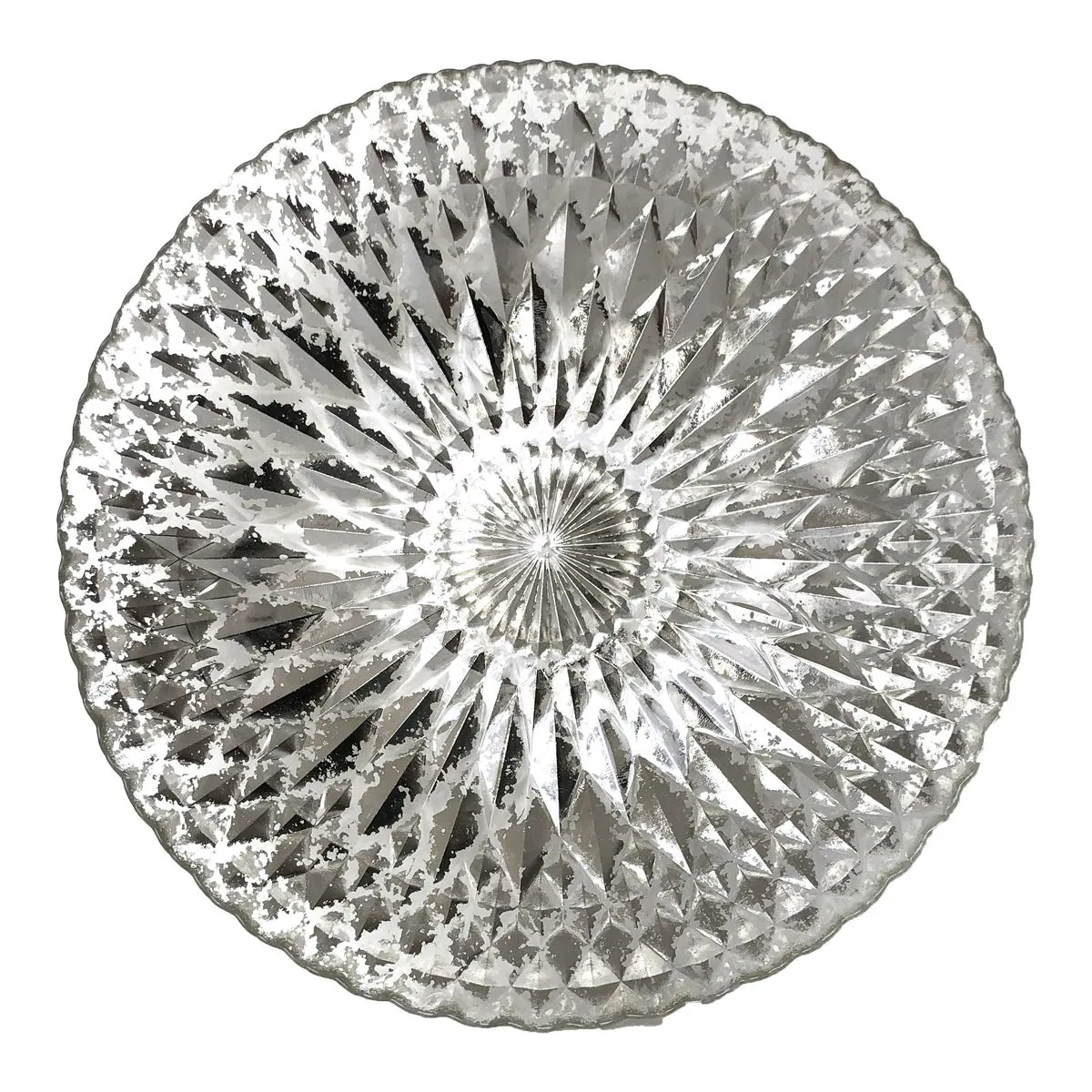 Plat en verre argenté 33,5cm, Collection Lutecia