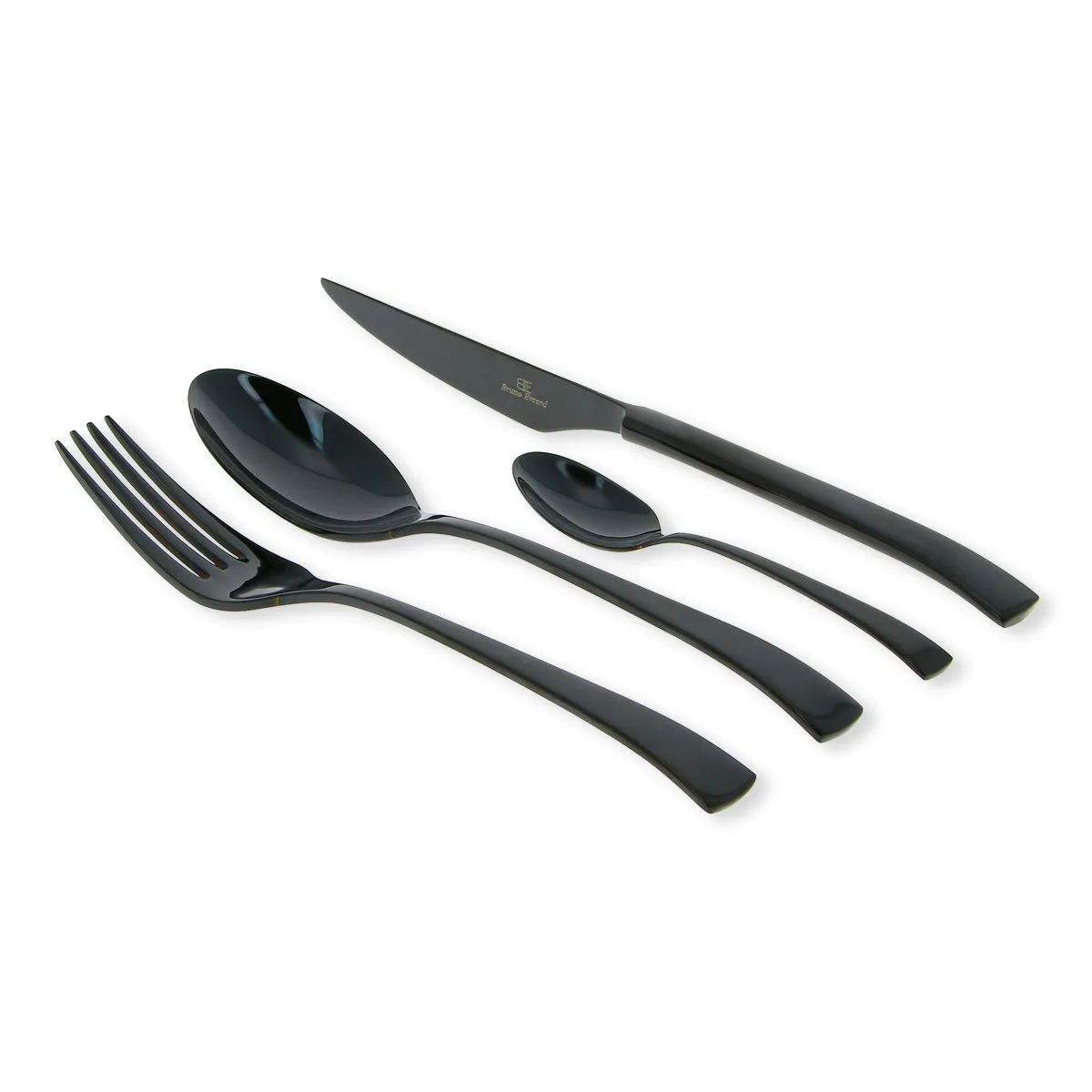 24 Pieces Couvert Noir Mat Couverts de Table Menagere Service de