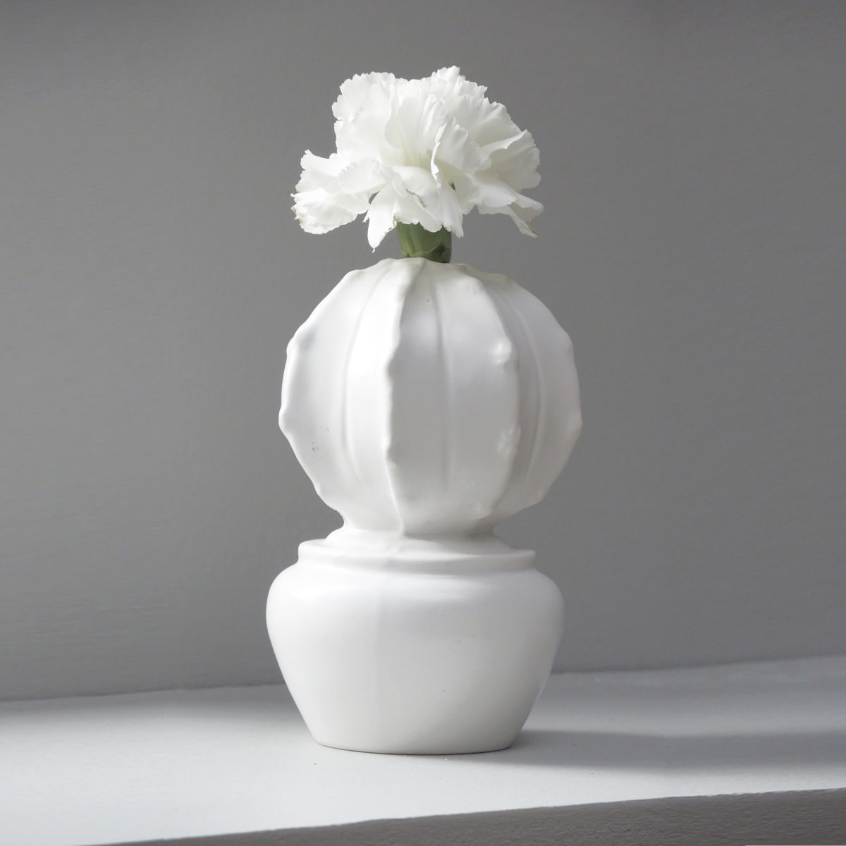 Vase Cactus Blanc en céramique Finition mate 15cm Bruno Evrard