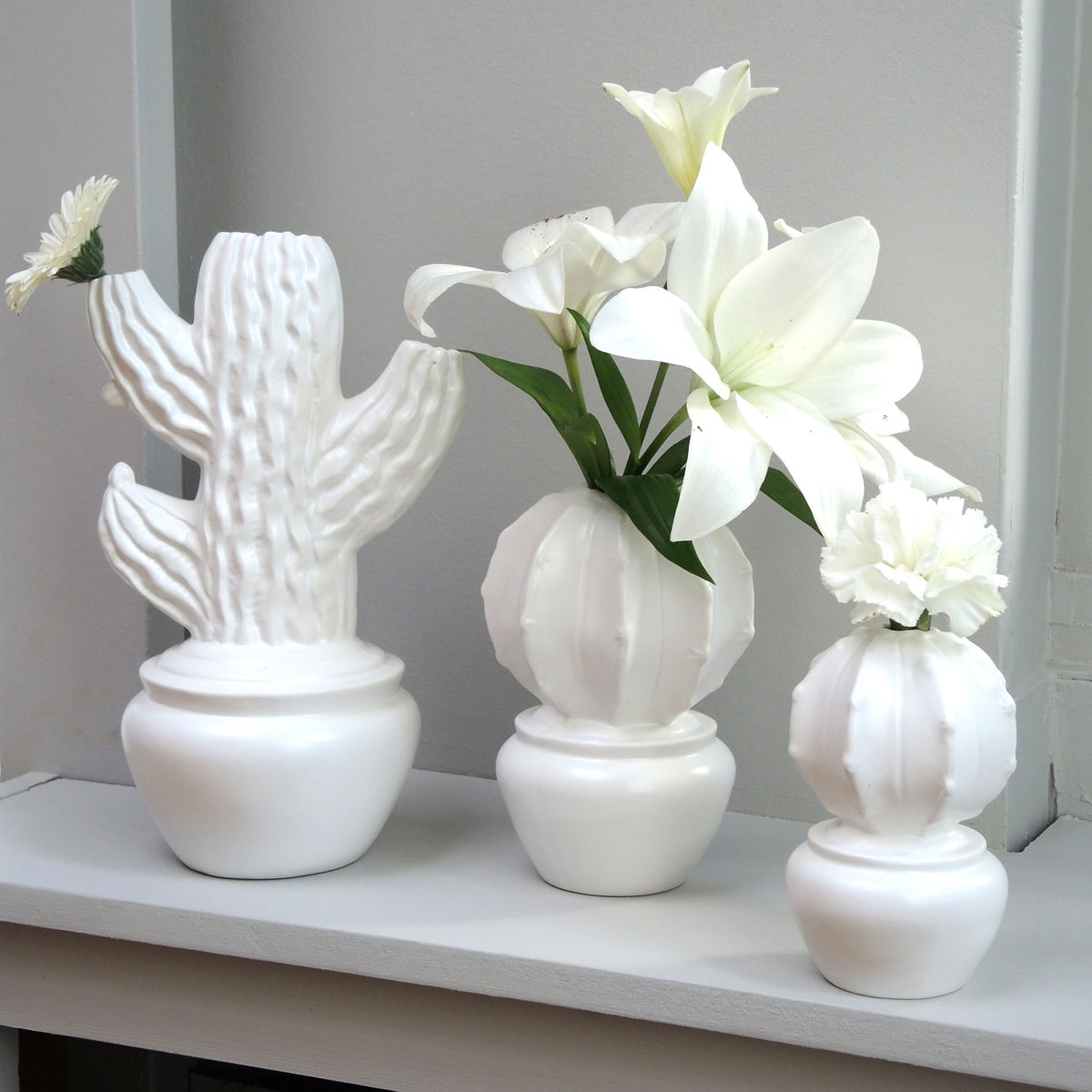 Vase Cactus Blanc en céramique Finition mate 15cm Bruno Evrard