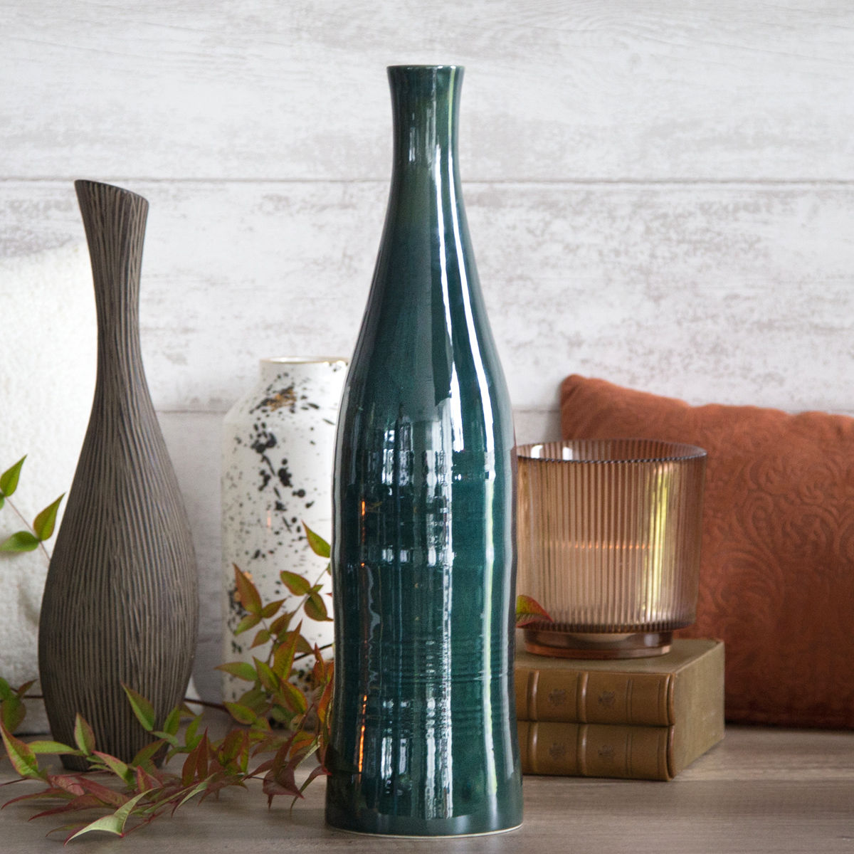 Grand vase en céramique vert foncé 47cm Vase tendance Bruno Evrard