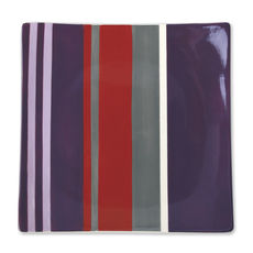 Assiette plate rayée en céramique 26x26cm Assiette plate rayée en céramique 26x26cm