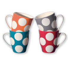 Mugs à pois en faïence 18cl - Coffret de 4 Mugs à pois en faïence 18cl - Coffret de 4