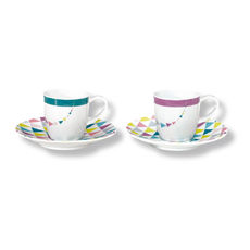 Tasses à café en porcelaine motifs graphiques 15cl Tasses à café en porcelaine motifs graphiques 15cl