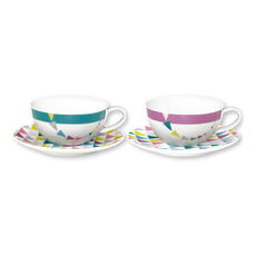 Tasses à thé 2 en porcelaine motifs graphiques 25cl Tasses à thé 2 en porcelaine motifs graphiques 25cl