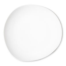 Assiette plate blanche asymétrique en porcelaine 28cm Assiette plate blanche asymétrique en porcelaine 28cm