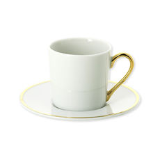 Paire-tasse à café en porcelaine filet or 12cl Paire-tasse à café en porcelaine filet or 12cl